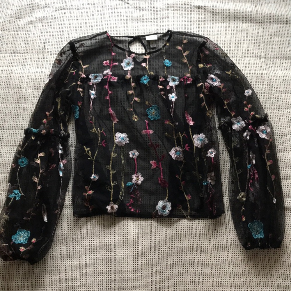 a•n•deawy embroidered Mesh blouse